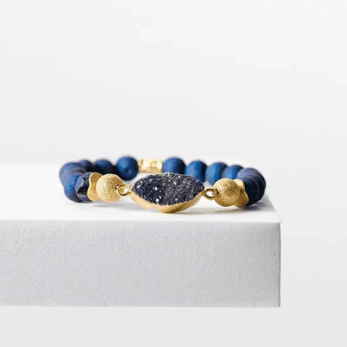 Capri Blue Druzy Stretch Bracelet - Mystic Soul Jewelry