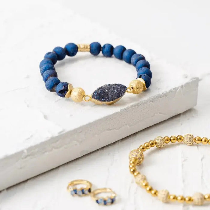 Capri Blue Druzy Stretch Bracelet - Mystic Soul Jewelry