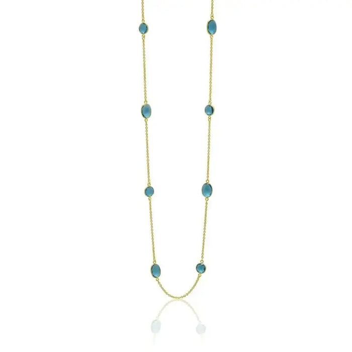 Capri Goddess Blue Chain Necklace - Hydro Quartz in Vivid Blue - Mystic Soul Jewelry