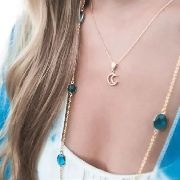 Capri Goddess Blue Chain Necklace - Hydro Quartz in Vivid Blue - Mystic Soul Jewelry