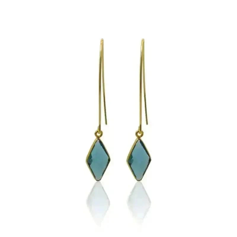 Capri Long Blue Earrings Hydro Quartz Spikes - Mystic Soul Jewelry