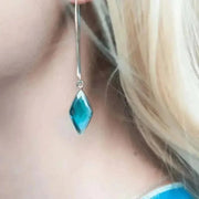 Capri Long Blue Earrings Hydro Quartz Spikes - Mystic Soul Jewelry