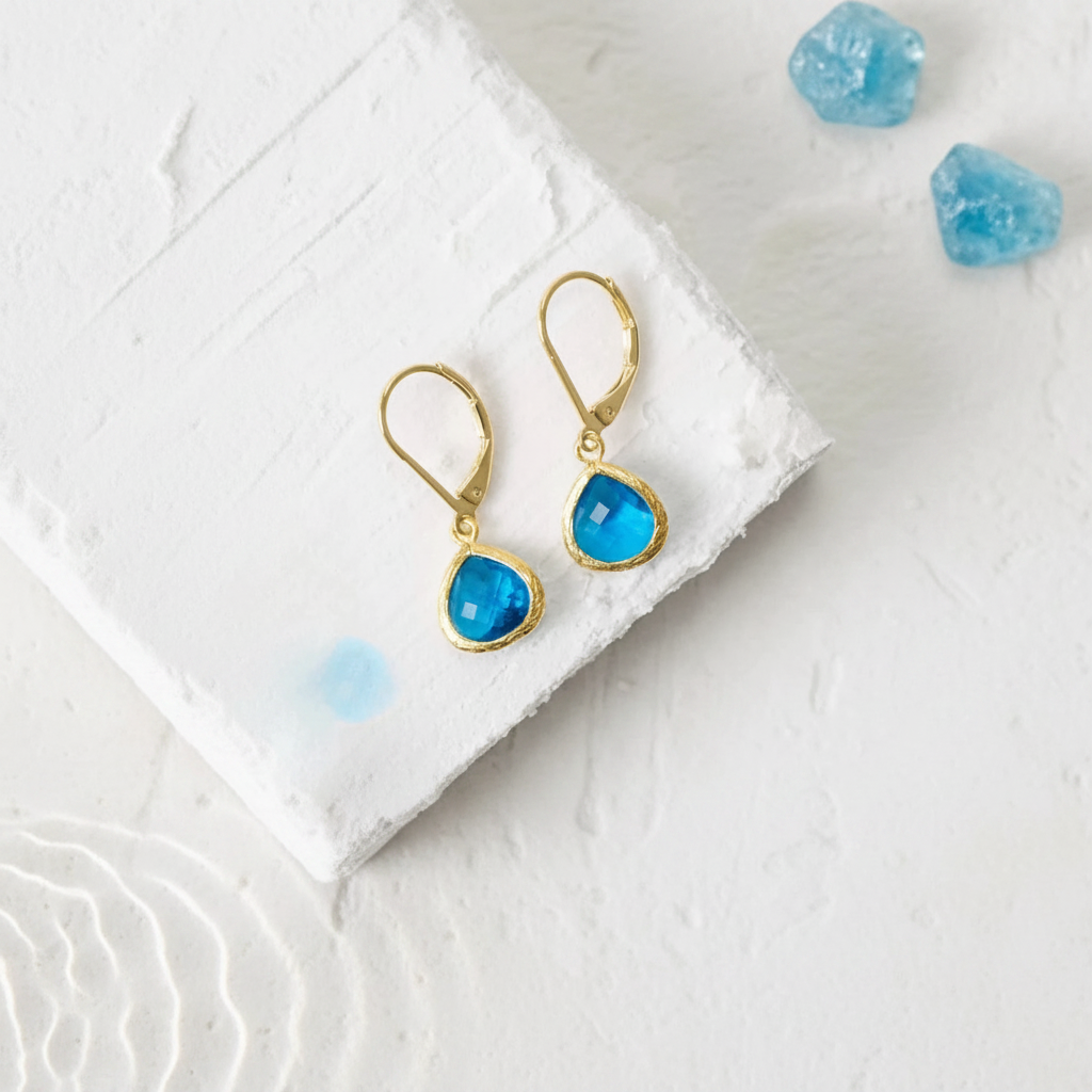 Petite Pebble Earrings | Faceted Glass | Gold or Silver Leverback