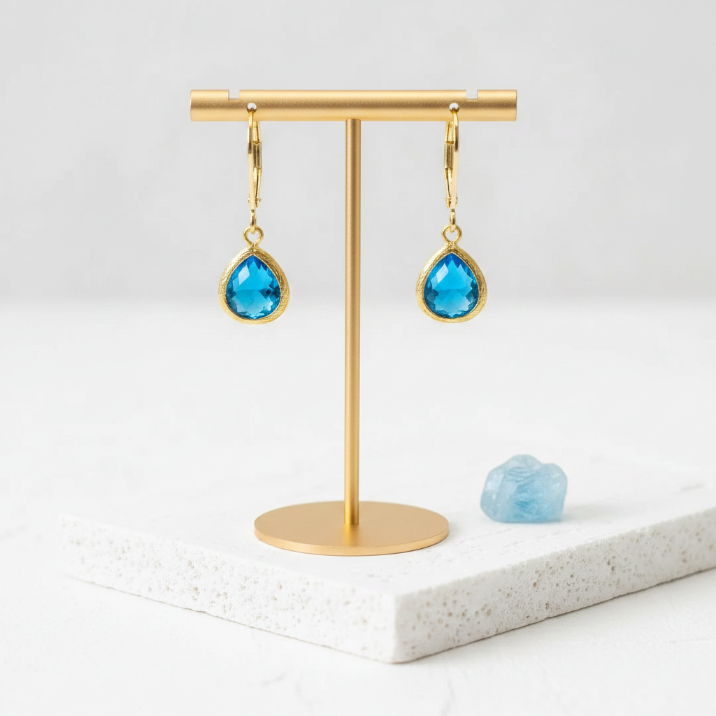 Petite Pebble Earrings | Faceted Glass | Gold or Silver Leverback