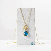 Plumeria Glass Drop Necklace | Aqua, Capri, Emerald, Amethyst | Gold or Silver