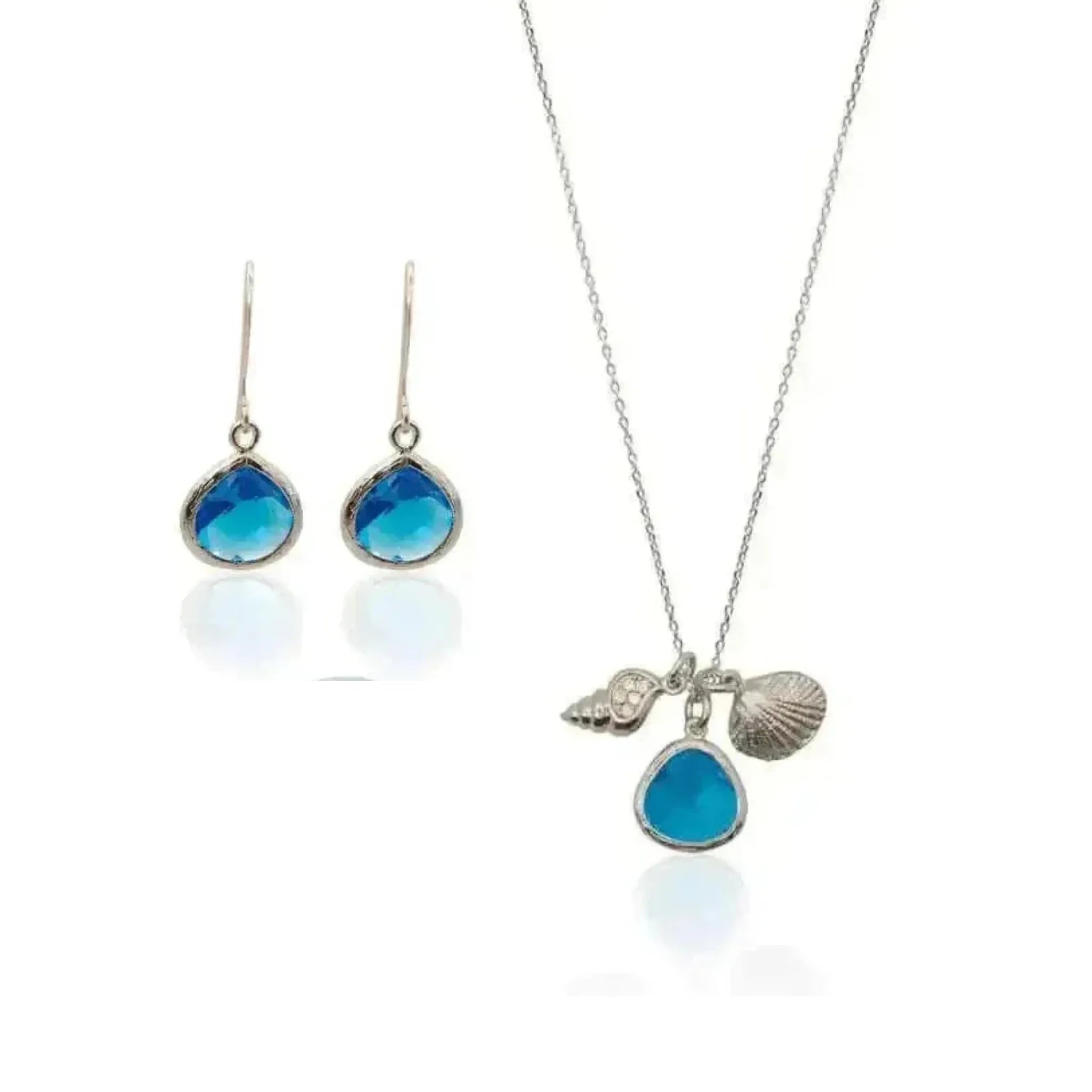 Capri Ocean Design Charm Necklace & Earring Jewelry Set
