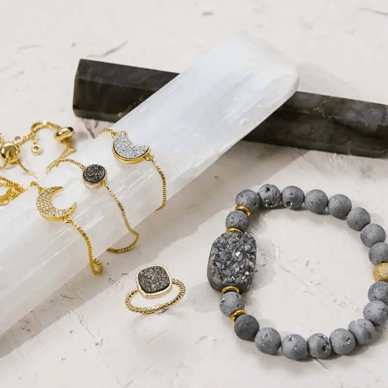 Celestial Bracelet: Druzy Moon - Mystic Soul Jewelry