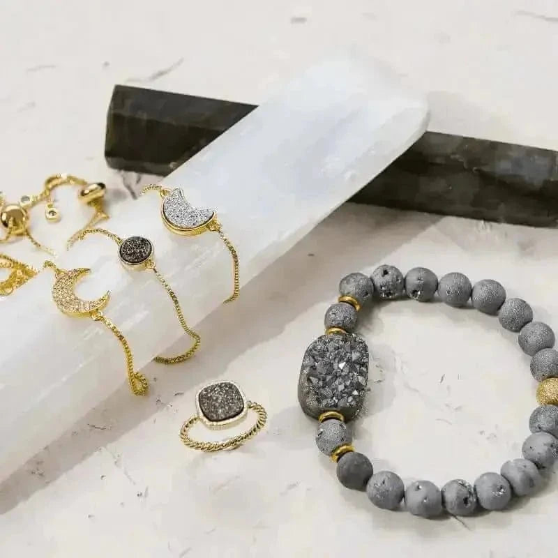 Celestial Bracelet: Druzy Moon - Mystic Soul Jewelry