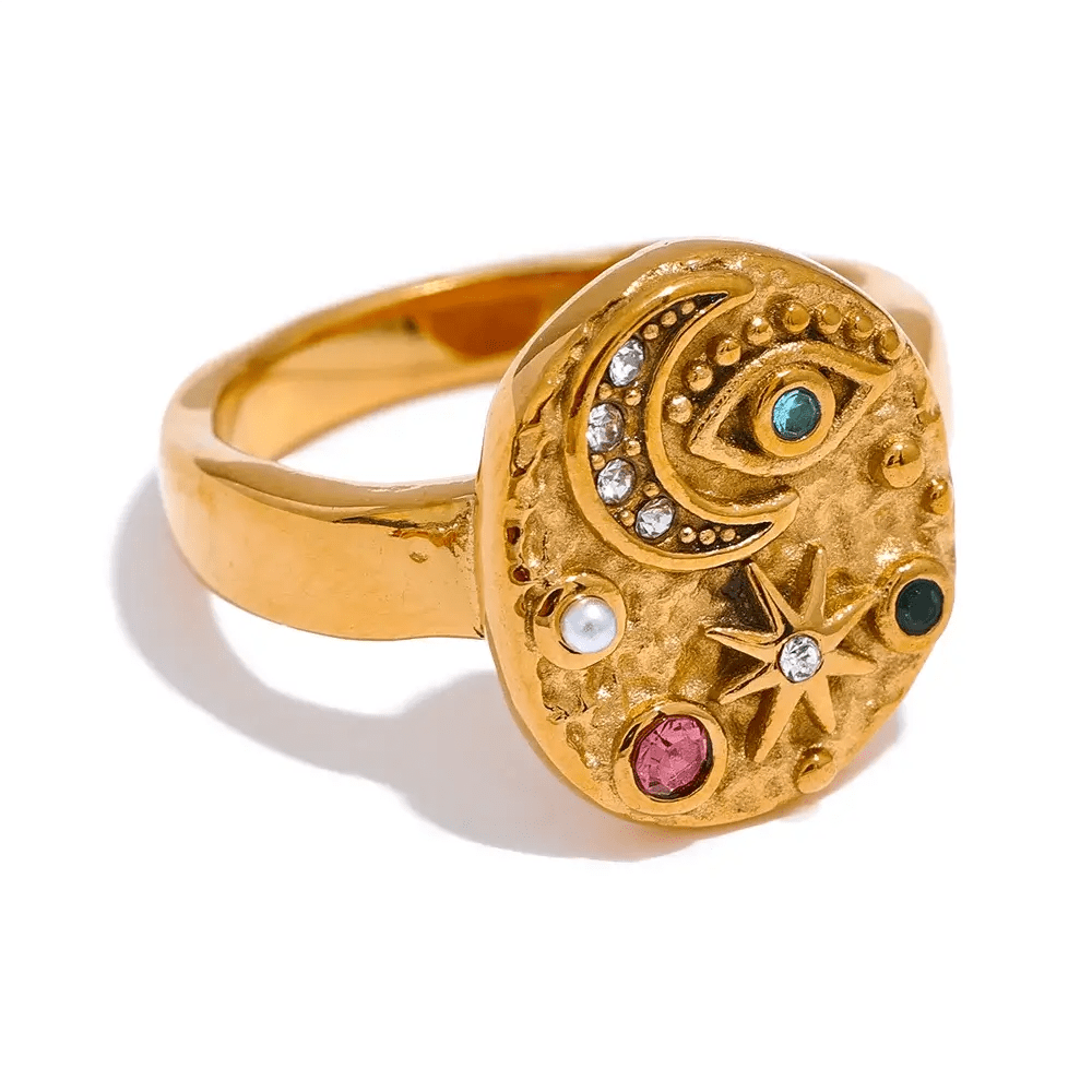 Celestial Moon Ring - Gold - Plated Stainless Steel | Luna Magic Collection - Mystic Soul Jewelry