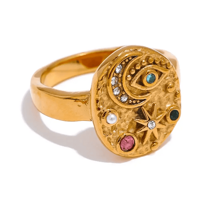 Celestial Moon Ring - Gold - Plated Stainless Steel | Luna Magic Collection - Mystic Soul Jewelry