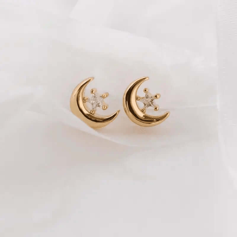 Celestial Studs - Crescent Moon Earrings - Mystic Soul Jewelry