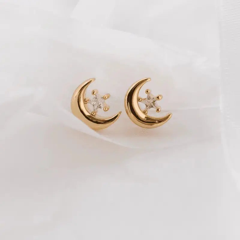 Celestial Studs - Crescent Moon Earrings - Mystic Soul Jewelry
