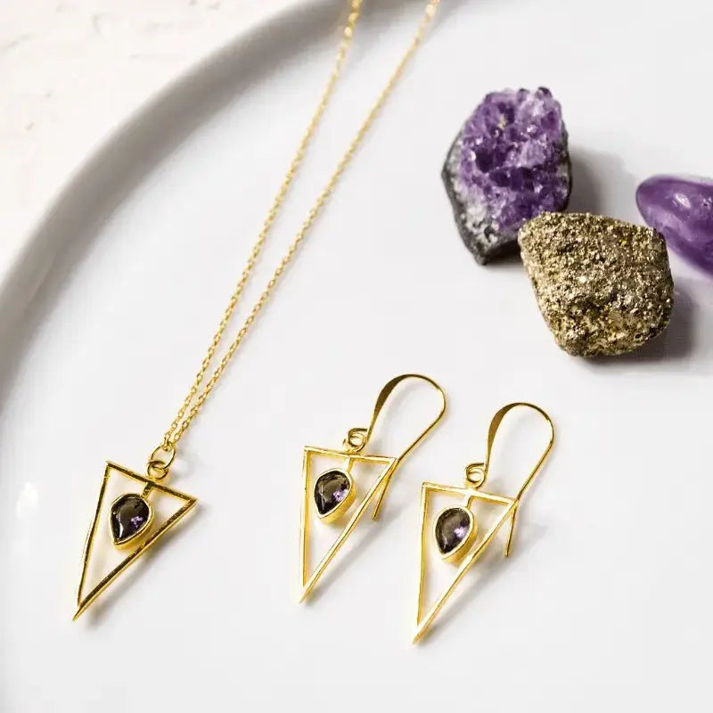 Creative Energy: Amethyst Gemstone Earrings - Mystic Soul Jewelry