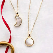 Mother of Pearl necklaces in full moon and crescent moon