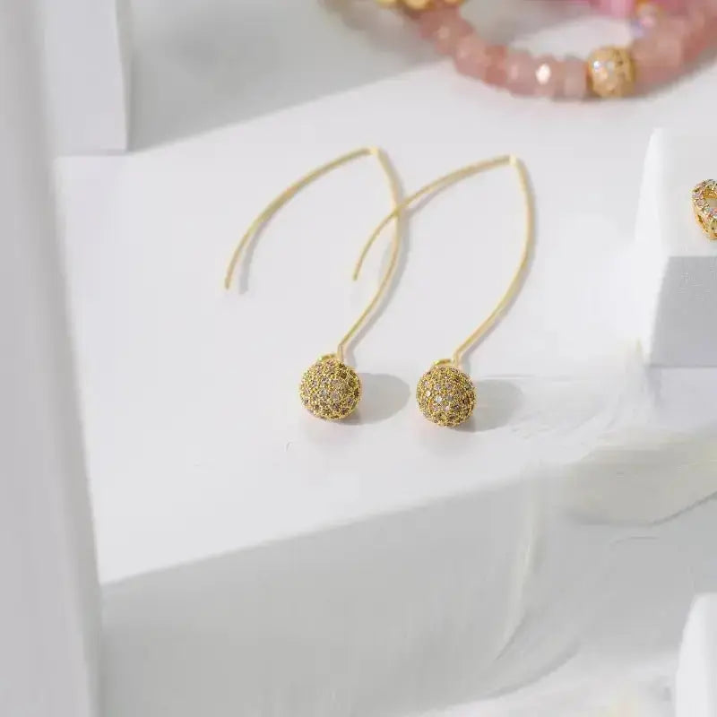 Crystal Ball Gold Drop Earrings - Mystic Soul Jewelry