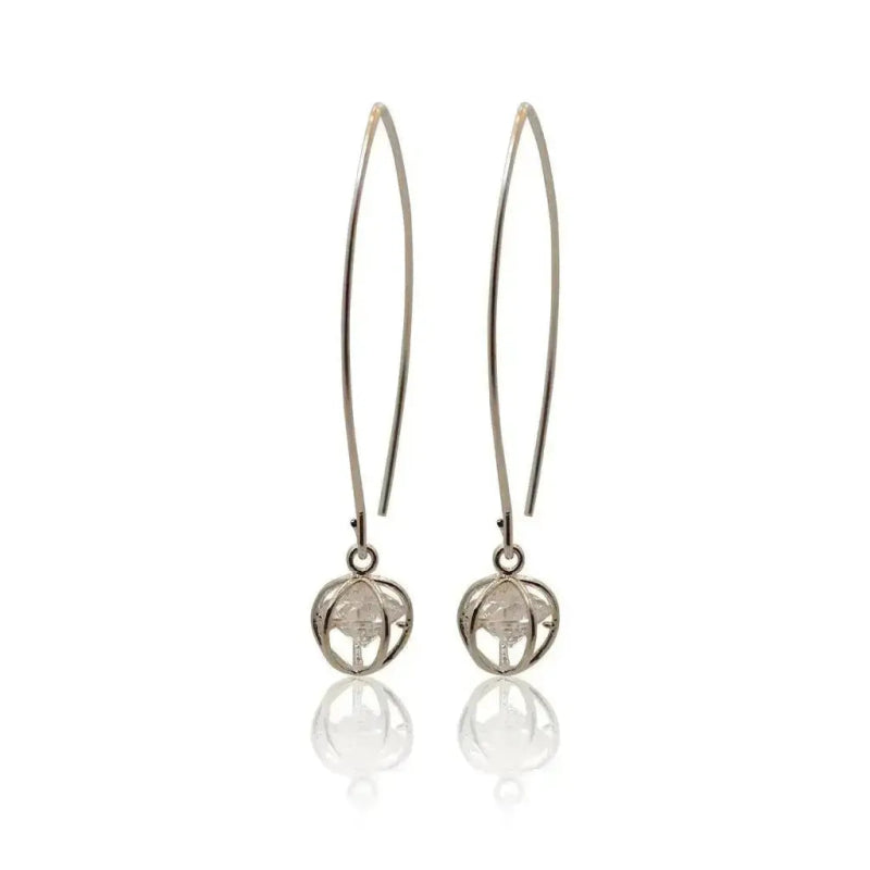 Crystal Ball Long Gold Earrings - Mystic Soul Jewelry