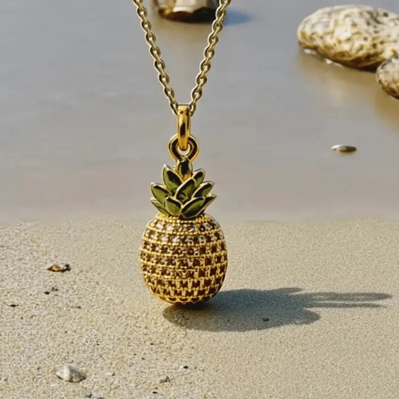 Crystal Pineapple Necklace - Gold or Silver - Mystic Soul Jewelry