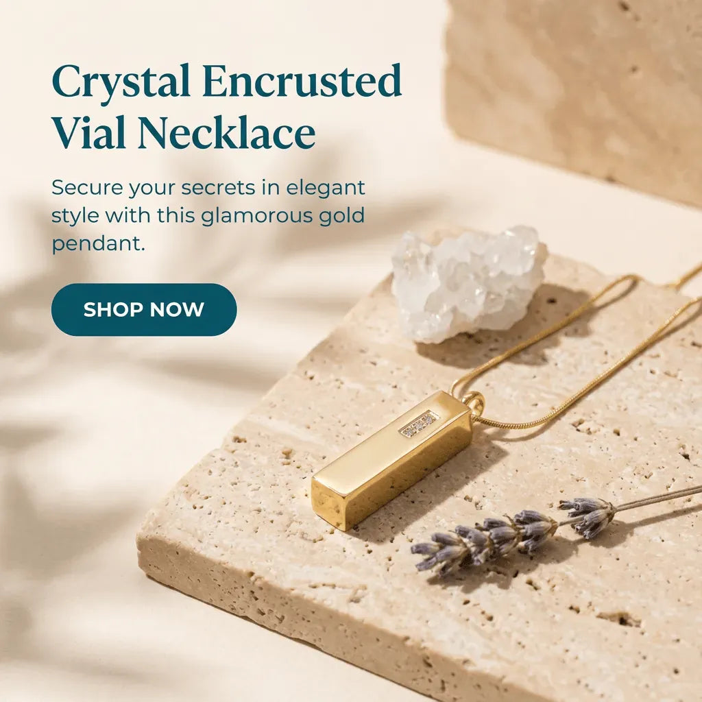 crystal hidden vial necklace gold waterproof