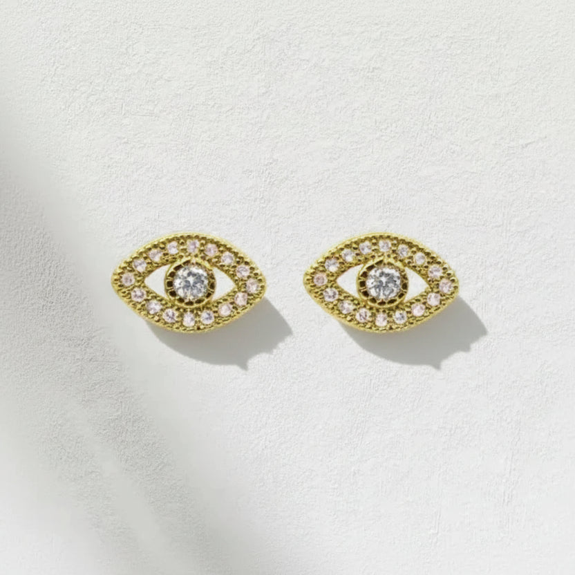 crystal third eye stud earrings
