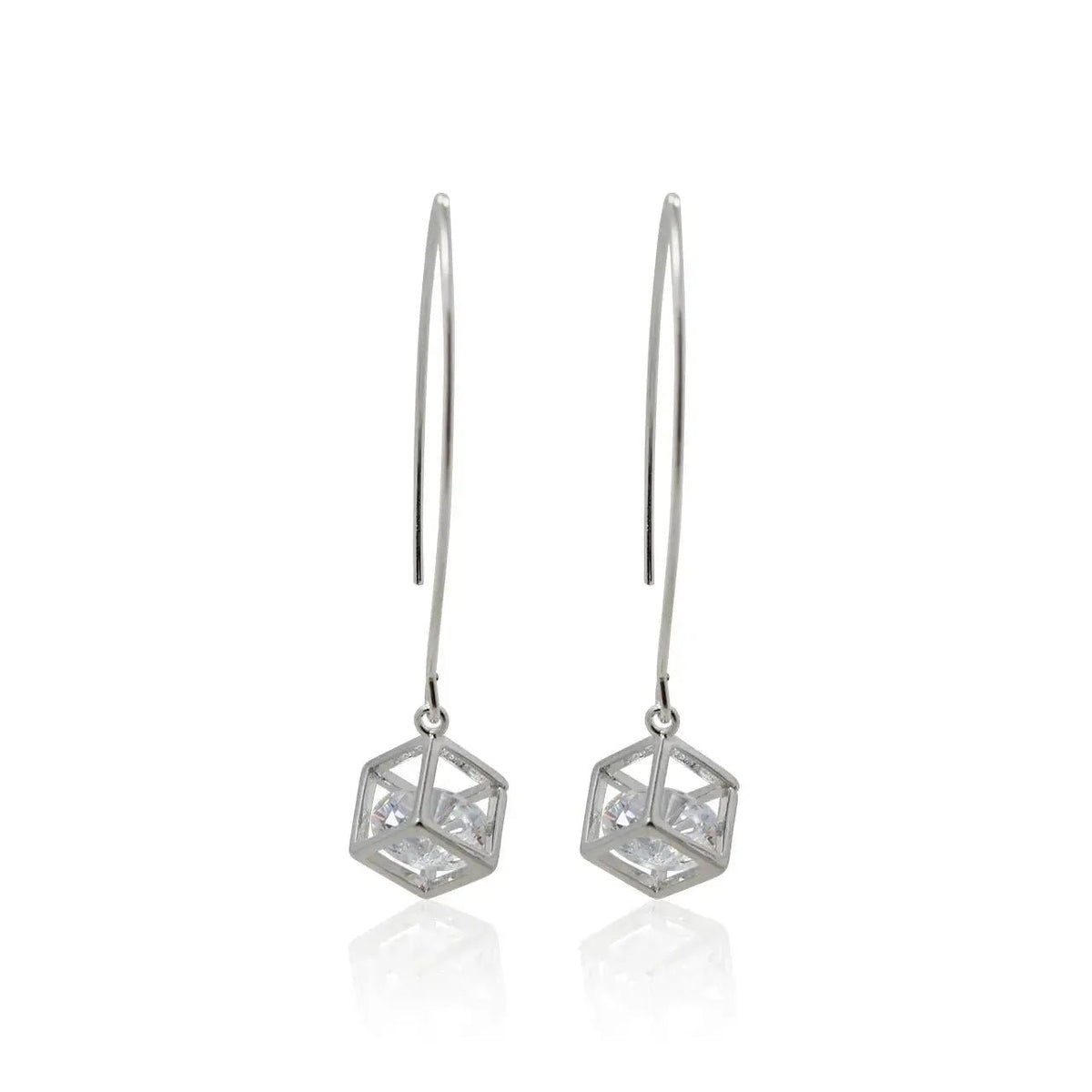 Cube Crystal Long Gold Earrings - Mystic Soul Jewelry