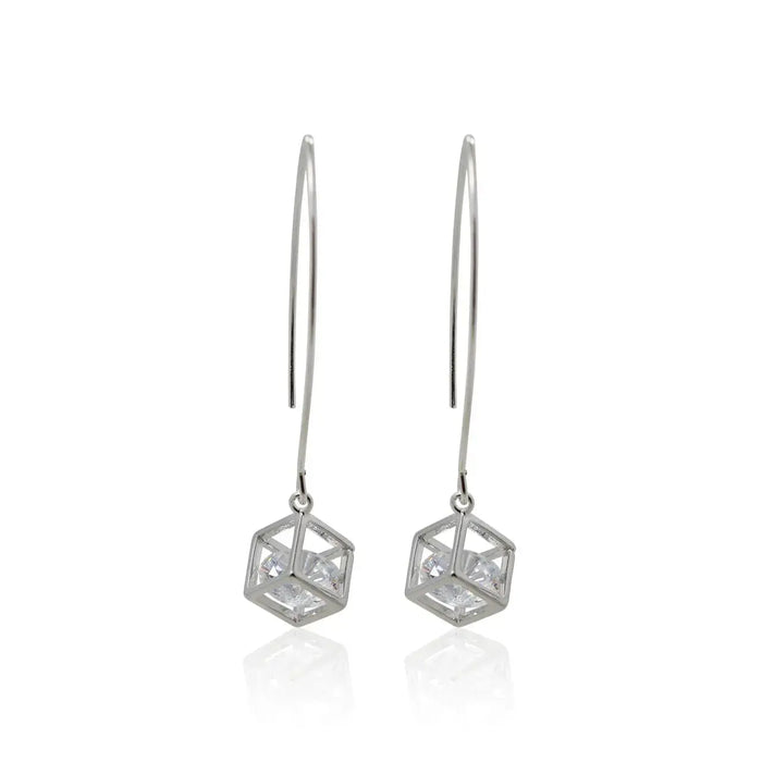 Cube Crystal Long Gold Earrings - Mystic Soul Jewelry