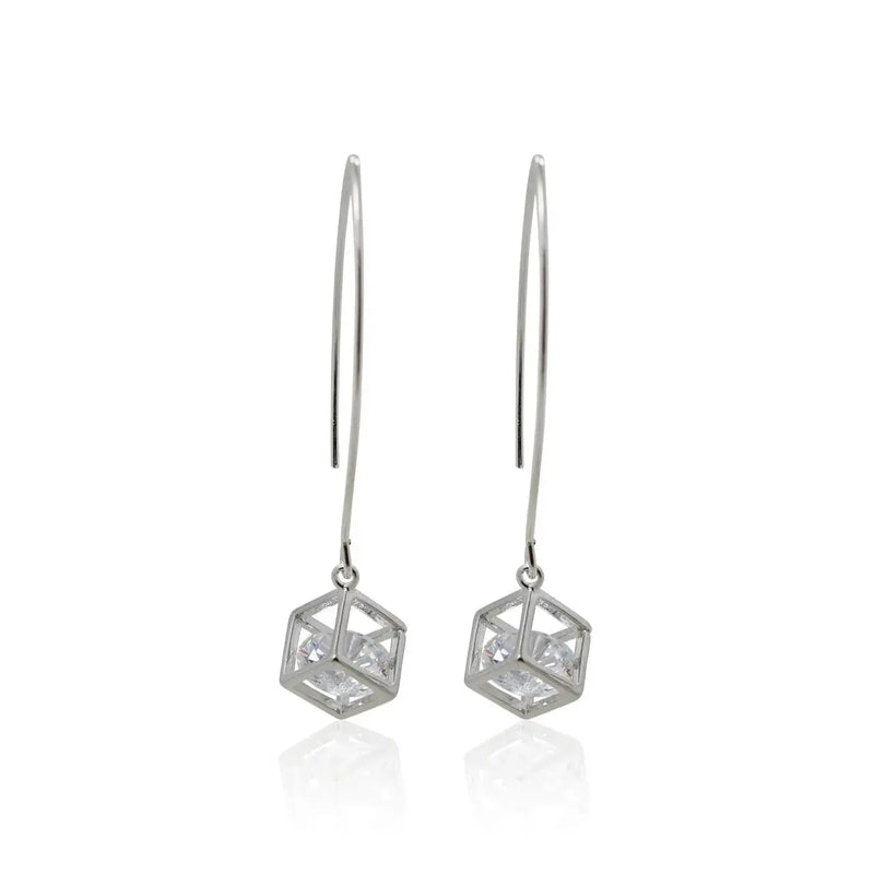 Cube Crystal Long Gold Earrings - Mystic Soul Jewelry