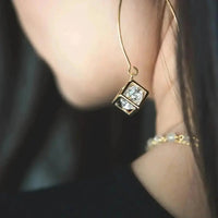 Cube Crystal Long Gold Earrings - Mystic Soul Jewelry