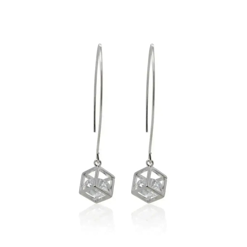 Cube Crystal Long Gold Earrings - Mystic Soul Jewelry