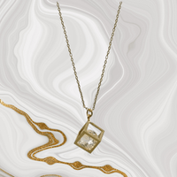 Cube Necklace with floating crystal - Gold Fashion Jewelry - Mystic Soul Jewelry