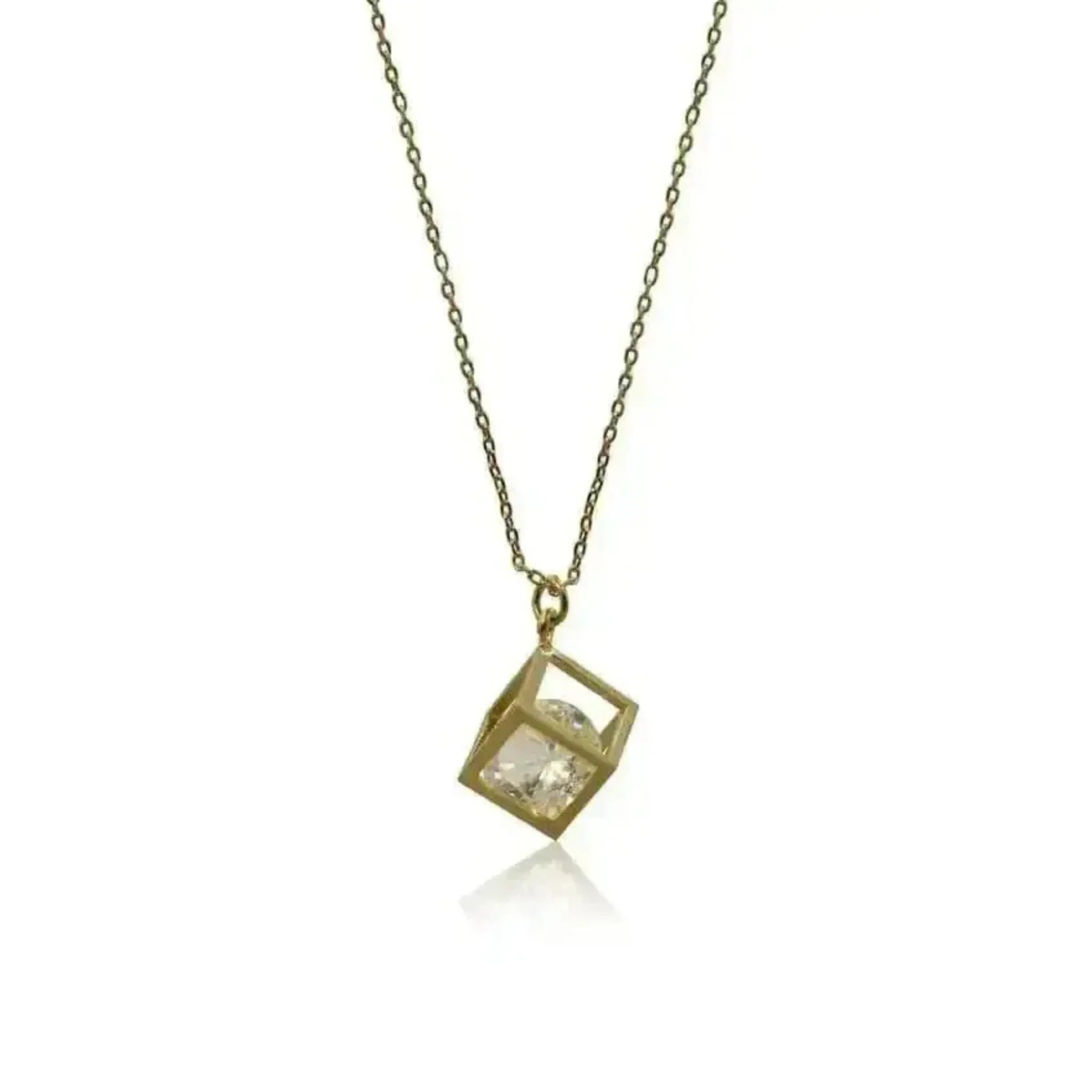 gold cube necklace