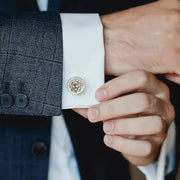 arm showing custom dog cuff link