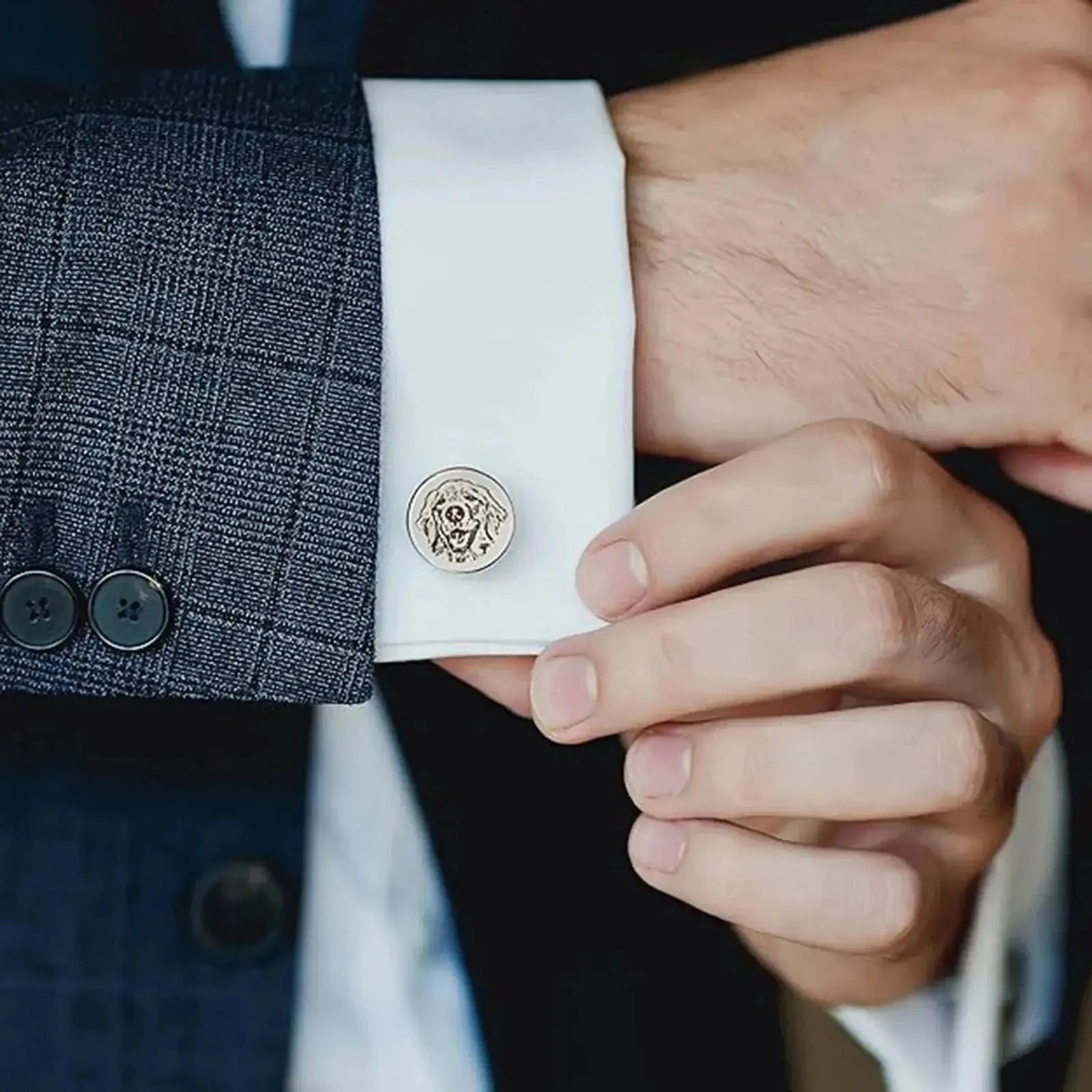 arm showing custom dog cuff link