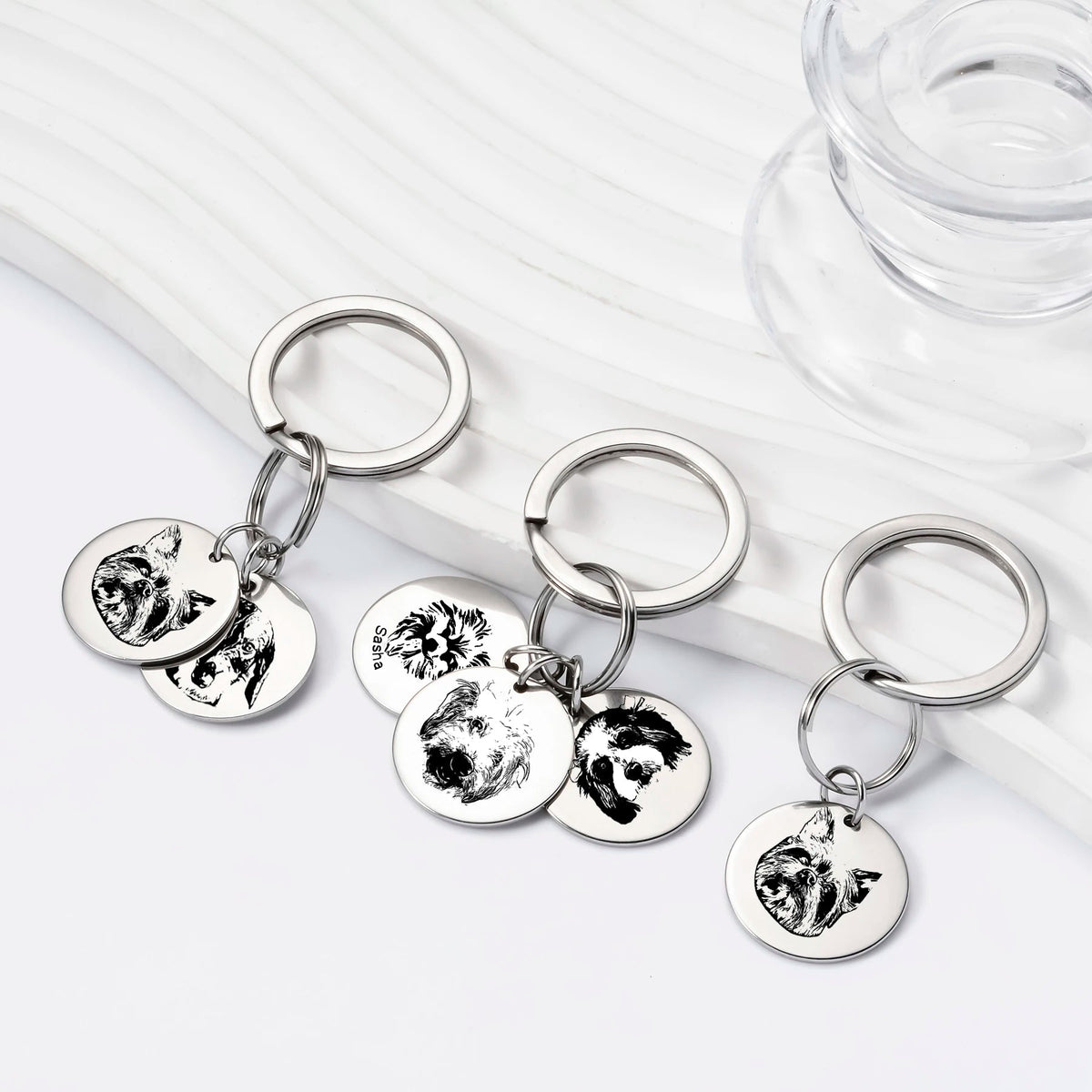 Custom Triple Pet Portrait Keychain | 3 Photos | Mystic Soul Jewelry - Mystic Soul Jewelry