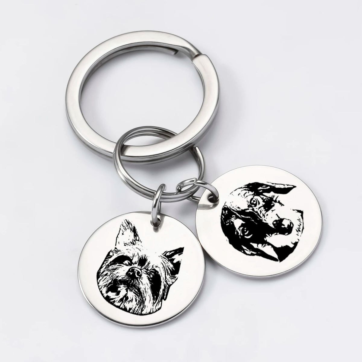 Custom Triple Pet Portrait Keychain | 3 Photos | Mystic Soul Jewelry - Mystic Soul Jewelry