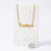 Gold stainless steel custom name necklace with one script name