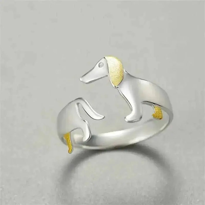 Dachshund Dash Adjustable Silver Dog Lover Ring - Mystic Soul Jewelry