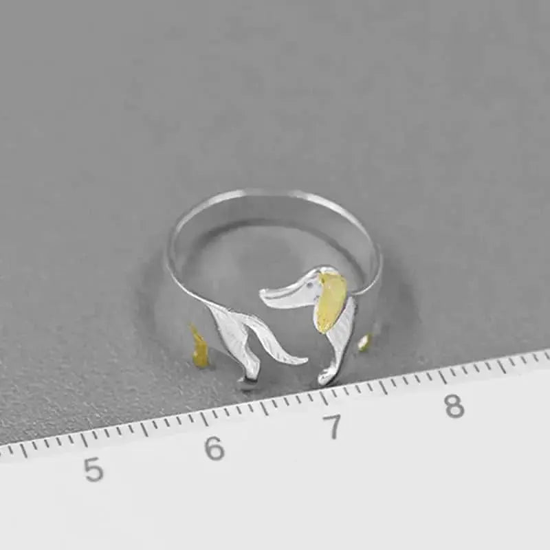 Dachshund Dash Adjustable Silver Dog Lover Ring - Mystic Soul Jewelry