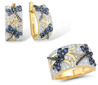 Dragonfly Dreams Jewelry Set - Blue Spinel & Cubic Zirconia Ring & Earrings Set | 925 Sterling Silver with Gold Plating | Transformation Collection - Mystic Soul Jewelry