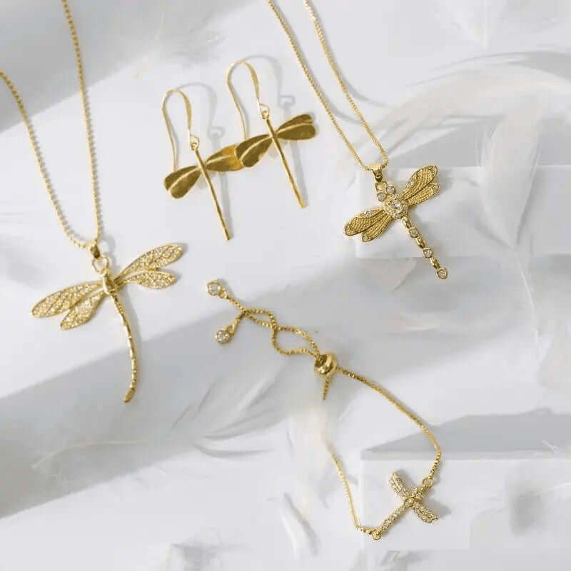 Dragonfly Necklace with Crystals and Sparkle - Mystic Soul Jewelry