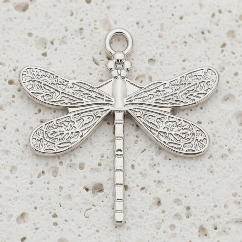 Silver plated dragonfly charm for crystal bracelets — symbol of transformation
