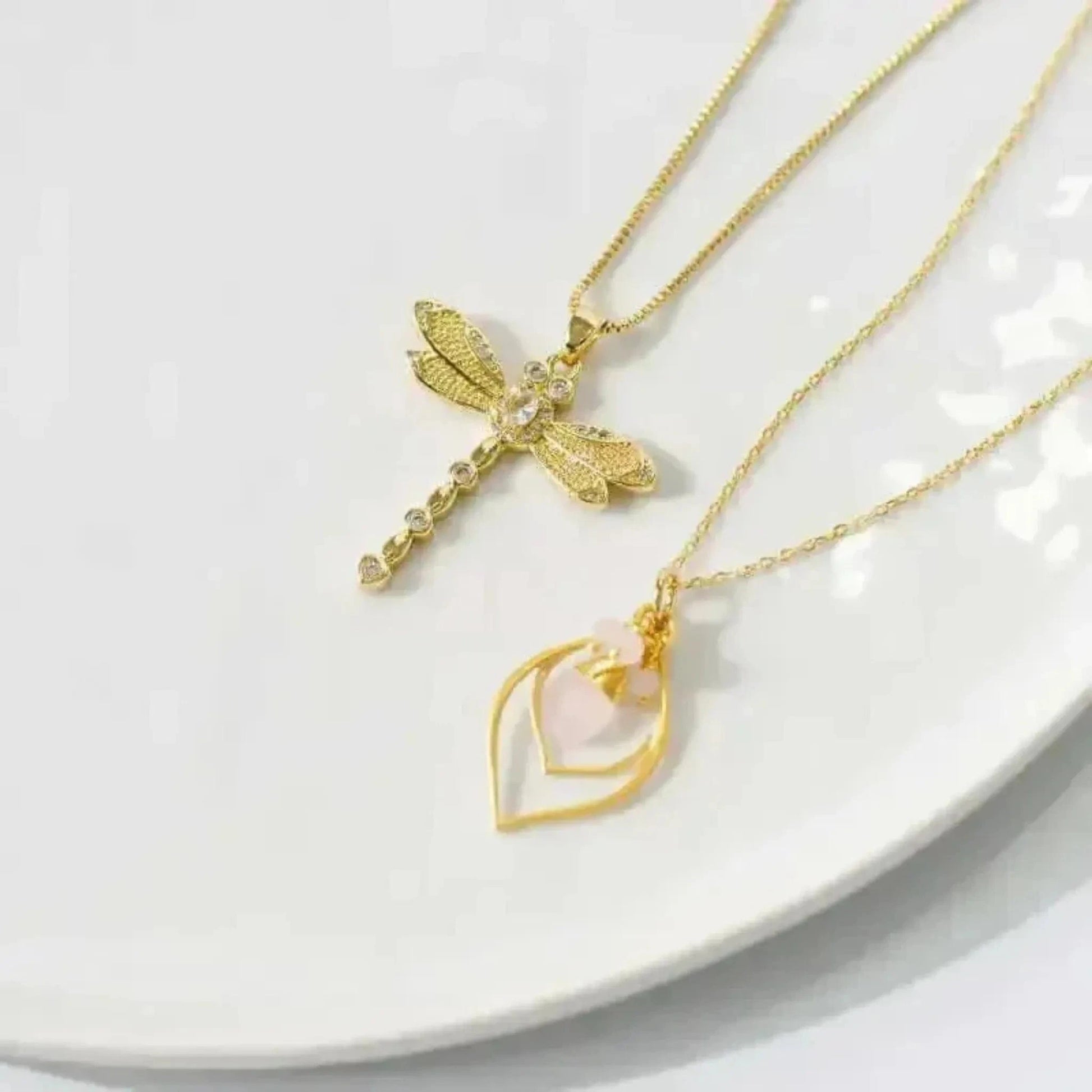 dragonfly crystal pink chalcedony necklace chalcedony