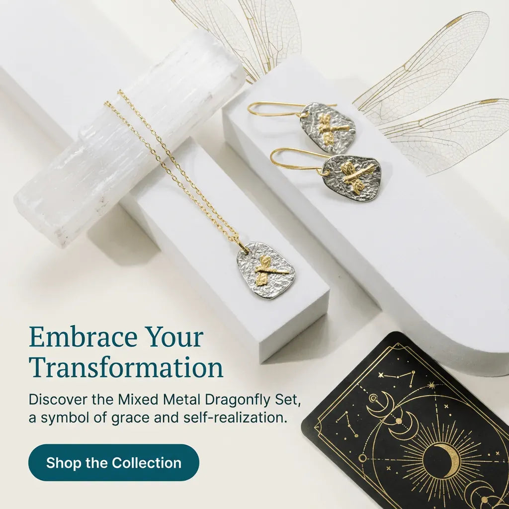dragonfly mixed metal necklace and earrings