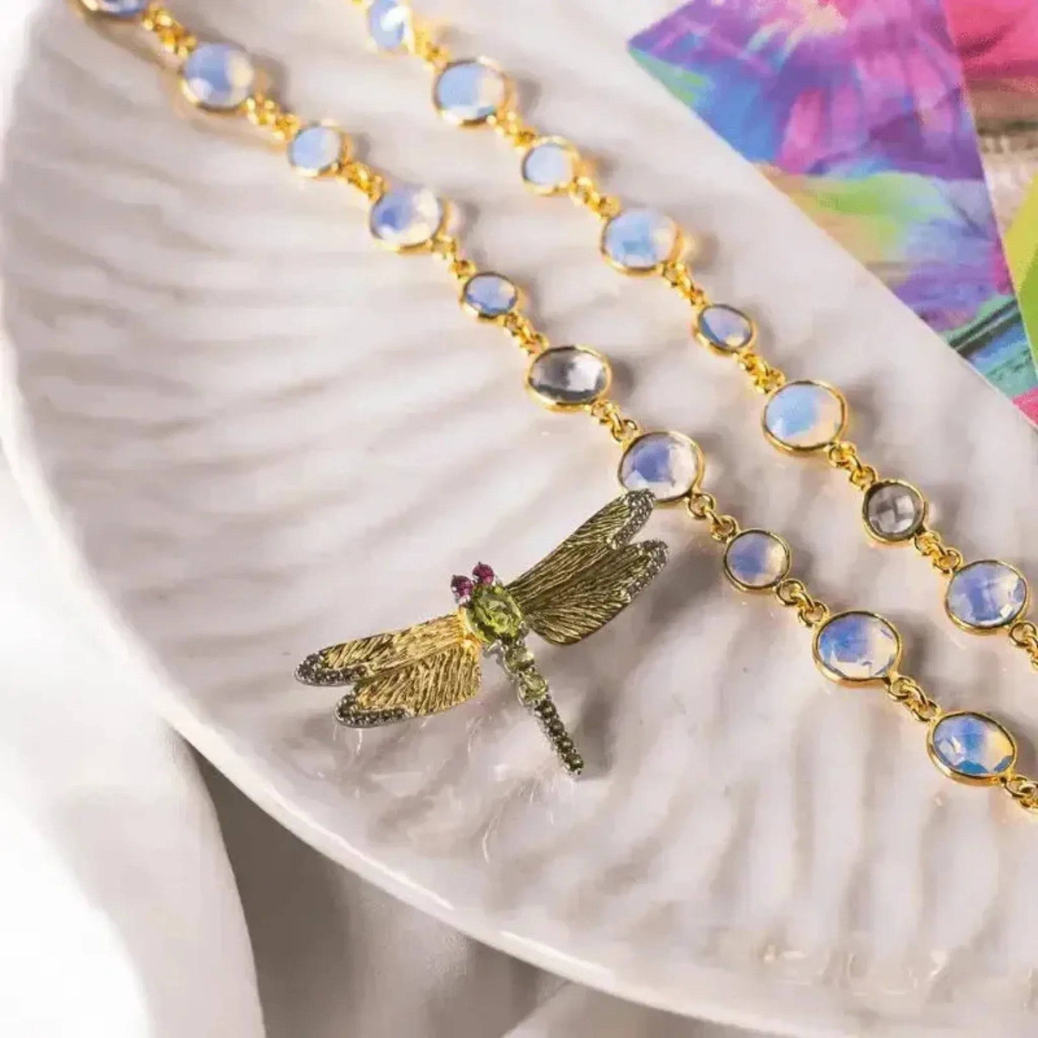 dragonfly pin opal necklace