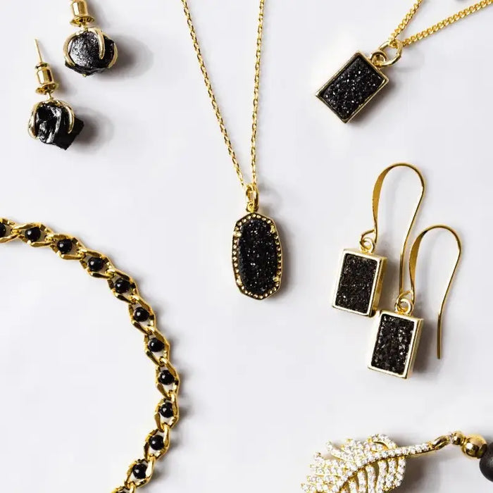 Druzy Black Agate Pendant Necklace - Mystic Soul Jewelry