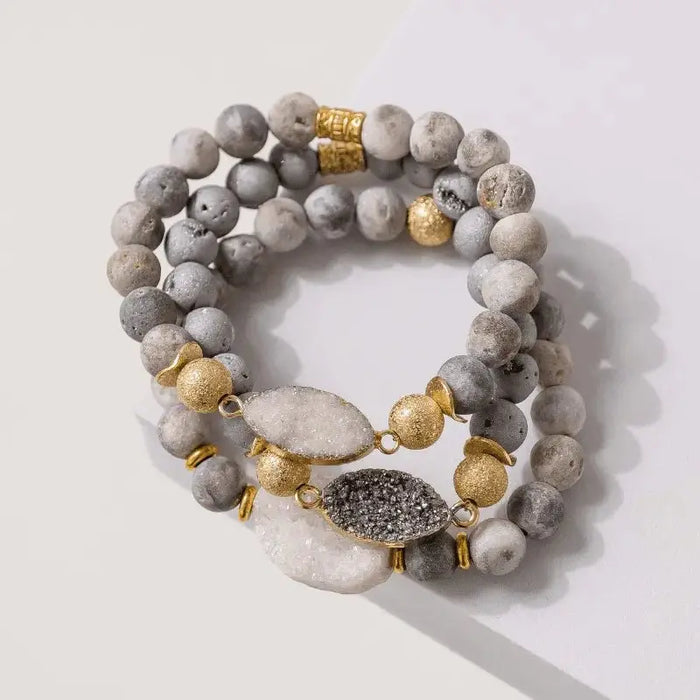 Druzy Grey Stretch Bracelet - Mystic Soul Jewelry