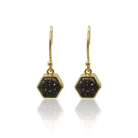 Druzy Hex Black Agate Earrings - Mystic Soul Jewelry