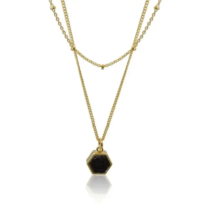 Druzy Hex Black Agate Necklace - Mystic Soul Jewelry