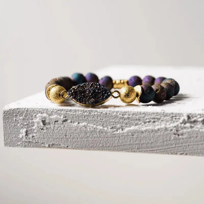 Druzy Purple Stretch Bracelet - Mystic Soul Jewelry