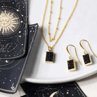 Druzy Rectangle Black Agate Earrings - Mystic Soul Jewelry