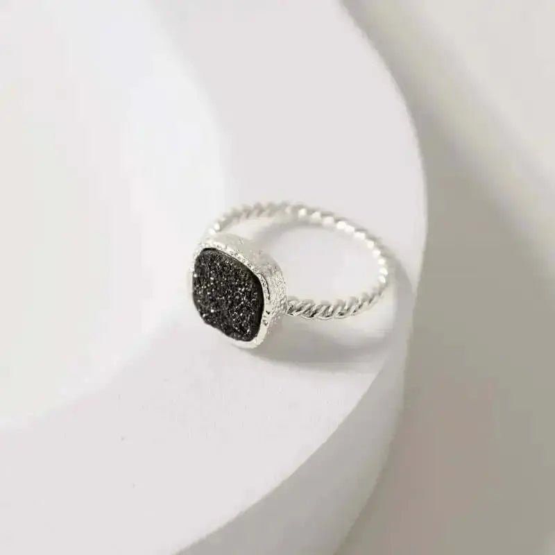 Druzy Ring - Black Agate - Mystic Soul Jewelry